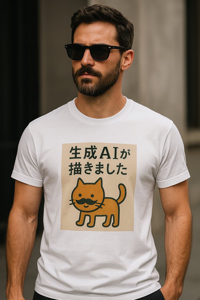 😎
「え、そのTシャツどこで買うたん？」て、また今日も3人に聞かれたわ。
ダサカワの覇王👑こと、“髭のひげ猫”やで。

ヒゲ×ネコ×AIのクセ強トリオ、着こなせるヤツ

正直…だいぶセンスええ
🛒 suzuri.jp/Genic_Canvas
#SUZURIのTシャツセール
#SUZURIで見つけた推しTシャツ
#ダサカワ
#髭のひげ猫