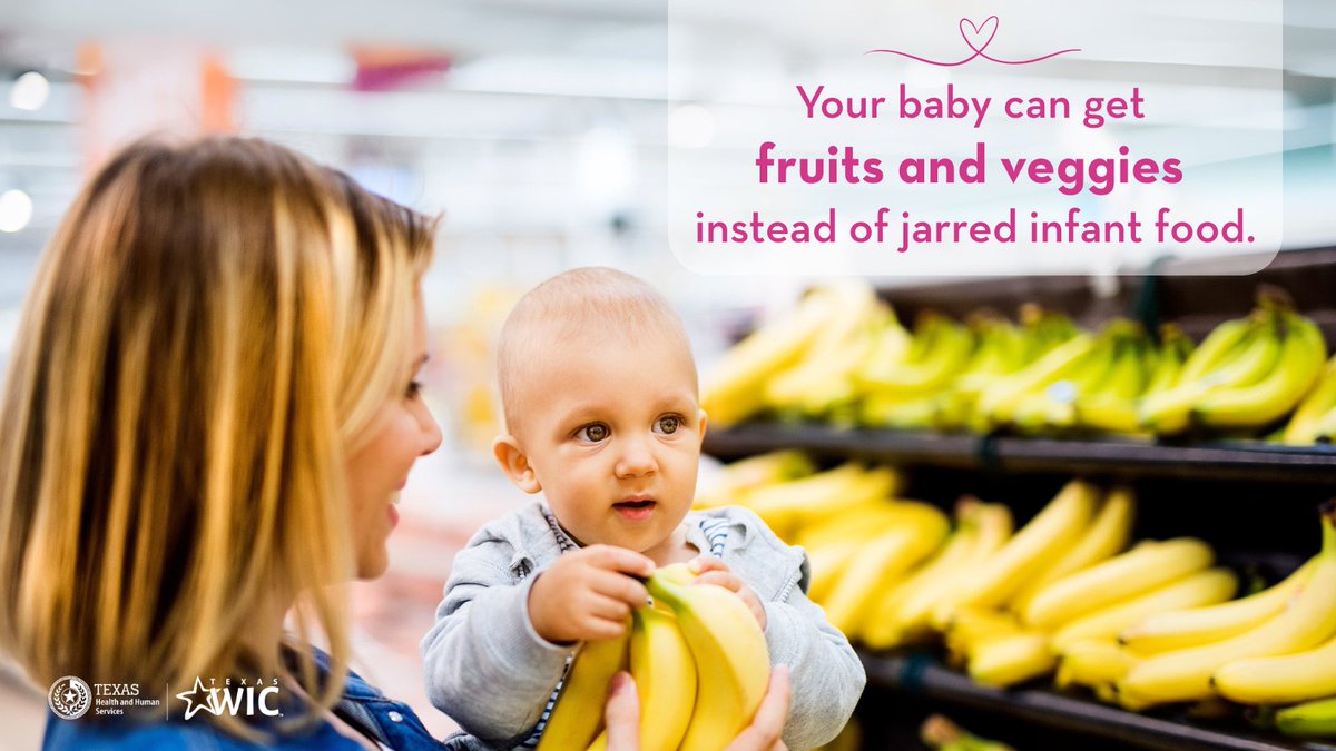 DYK that WIC has a new option for infants to get a dollar amount for fruits and vegetables instead of jarred baby food? This is a great choice for families who want to make their own baby food at home! Visit TexasWIC.org for more information. #TexasWIC #newfoods