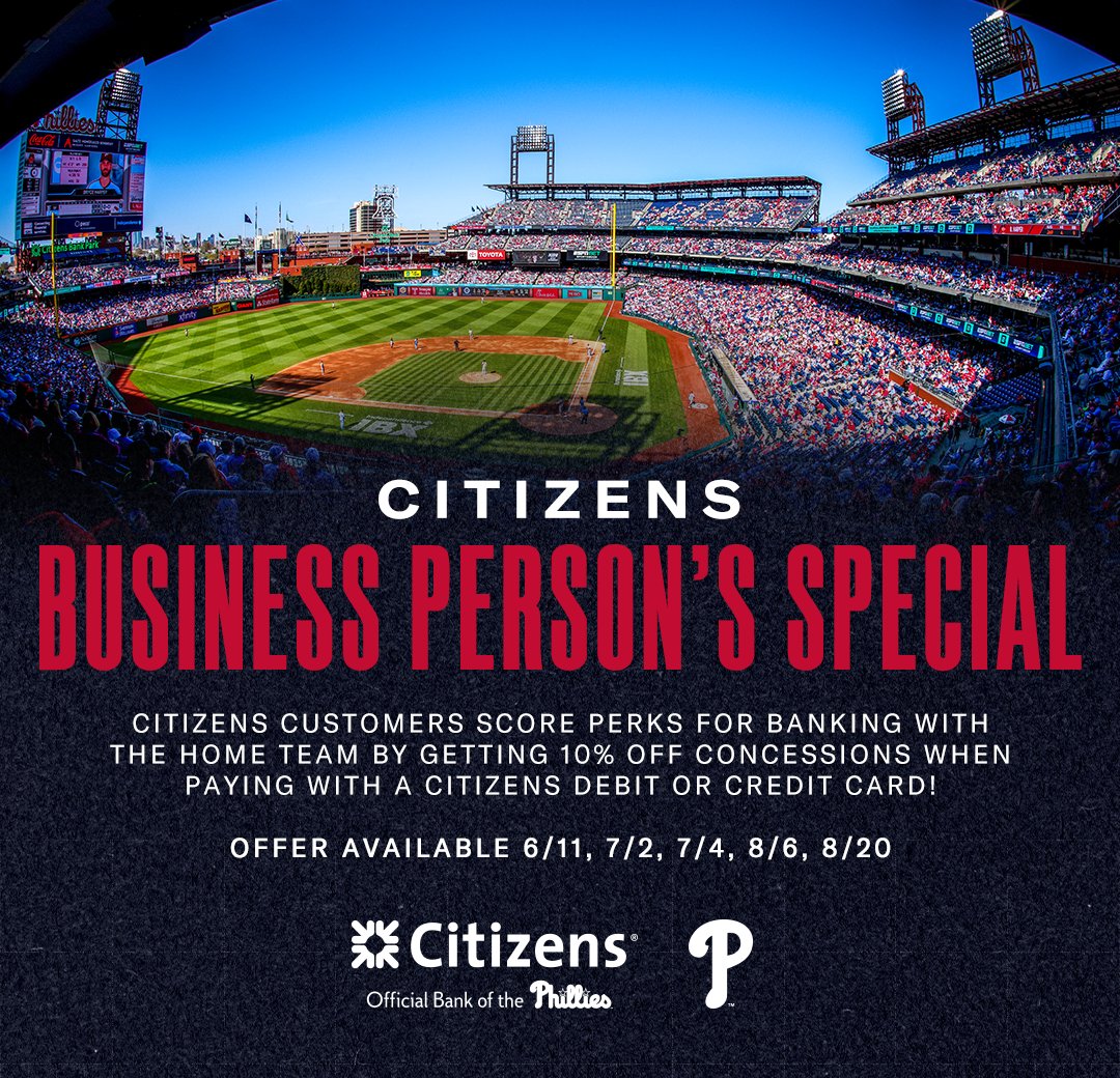 PhilliesCBP's tweet image. Don't miss out on these perks at the ballpark when you bank with @CitizensBank