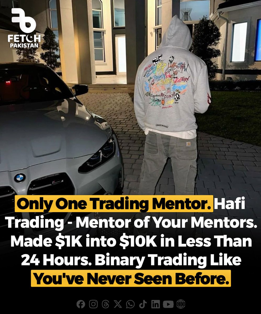 fetchpakistan_'s tweet photo. Only One True Trading Mentor – Hafi Trading.! The Mentor of Your Mentors is here! Witness how $1K turned into $10K in less than 24 hours.

Join now for free: 👇
https://t.co/SfXGXZwFI4

#Fetchpakistan #HafiTrading #BinaryTrading #TradingMentor #Flip1KTo10K #FastProfits https://t.co/VDfrVvsvER
