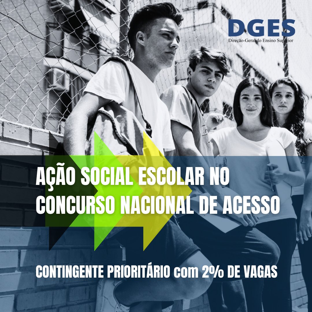 O Contingente Prioritário para Beneficiários de Ação Social Escolar destina 2% das vagas na 1.ª fase do Concurso Nacional de Acesso. 
Sabe quem e como concorrer em dges.gov.pt/pt/noticia/con…