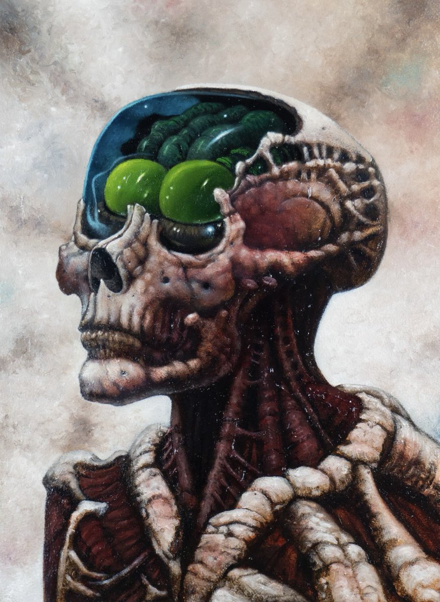 DavidKingPaints's tweet photo. Barreleye, Oil on aluminum, 2024 #art #fantastyartist #darkfantasy #painting https://t.co/V0VH96xBJx