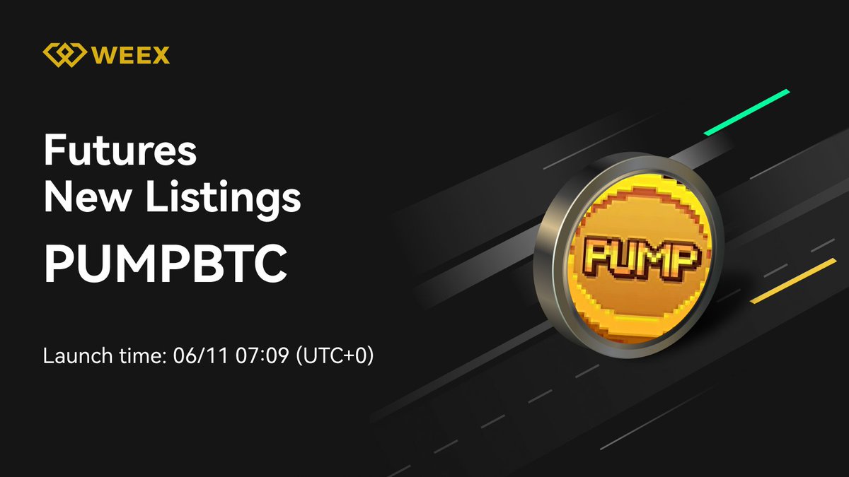 New Listing Alert on #WEEX🔔

We're excited to announce the Initial Futures Listing of #PUMPBTC <a href="/Pumpbtcxyz/">PumpBTC</a> on WEEX Futures Pro!

⏰June 11, 07:09 (UTC+0).

👐Register: bit.ly/3EIrEiq

📖Read More Details: weexsupport.zendesk.com/hc/en-us/artic…

#WEEXListing