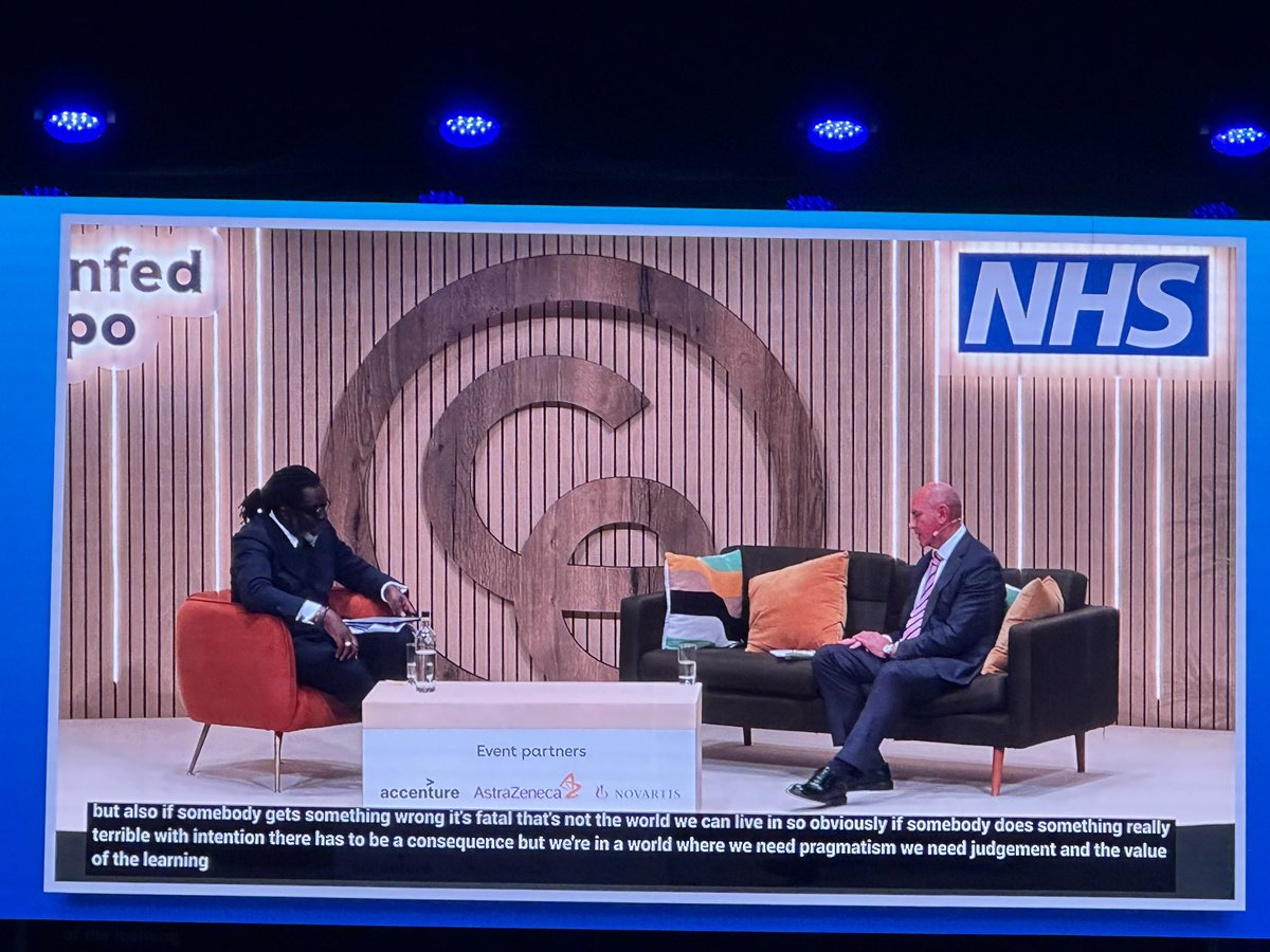 Jim Mackey <a href="/NHSEngland/">NHS England</a> says ‘we’re in a messy place but…
🔹Reset how we work together, focus on quality+operations, more neighbourhood care
🔹Create conditions4success
🔹Deliver scale, pace &amp; impact
🔹Outcomes results focus
🔹Affordability, value4£’ #NHSConfedExpo