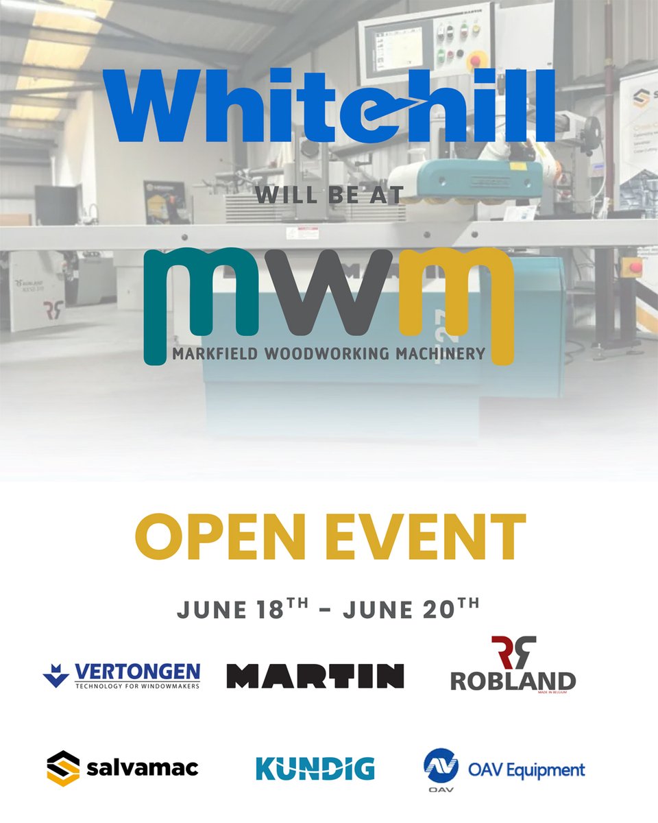 Join us at the 2nd annual Open Event by Markfield Woodworking Machinery, June 18–20!

We'll be showcasing Kitchen Door Sets, Part Q, &amp; Window/Door Tooling at MW Machinery HQ.

Register here: mwmachinery.co.uk/2025/04/markfi…