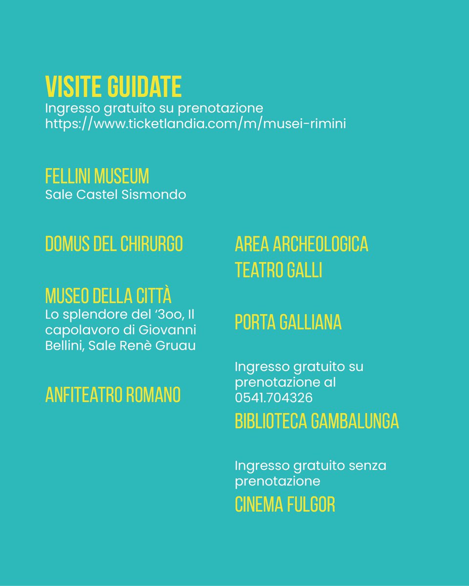 𝐕𝐞𝐧𝐞𝐫𝐝𝐢̀ 𝟏𝟑 𝐠𝐢𝐮𝐠𝐧𝐨:  𝐋𝐚𝐧𝐜𝐢𝐨 𝐝𝐞𝐥 𝐏𝐢𝐚𝐧𝐨 𝐬𝐭𝐫𝐚𝐭𝐞𝐠𝐢𝐜𝐨 𝐝𝐞𝐥𝐥𝐚 𝐜𝐮𝐥𝐭𝐮𝐫𝐚 𝐝𝐢 𝐑𝐢𝐦𝐢𝐧𝐢
Per informazioni e prenotazioni alle visite guidate: ticketlandia.com/.../eventS.../…
Il programma completo: comune.rimini.it

#pianostrategicorimini