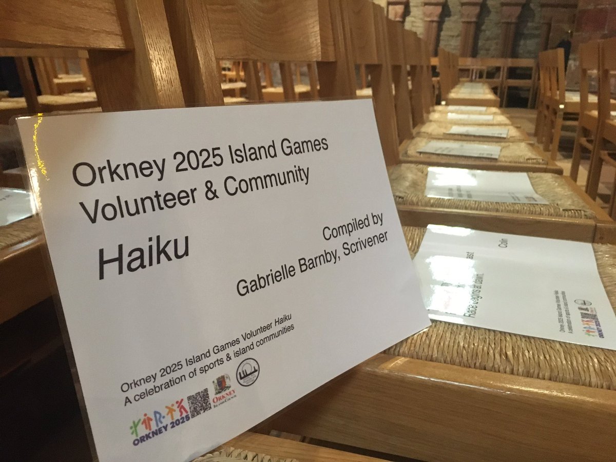 GabrielleBarnby's tweet image. Pop up haiku in St Magnus Cathedral for @orkney2025 while sails go up for the summer. Watch out for them across island games venues in July.
