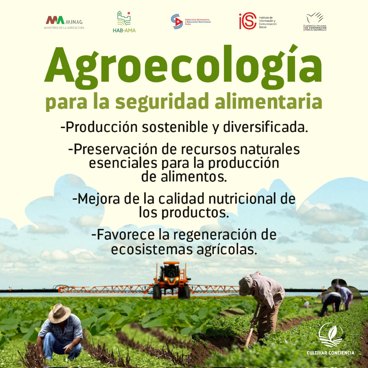 CultivaCiencia's tweet photo. La agroecología promueve sistemas agrícolas sostenibles y resilientes. Al reducir el uso de productos químicos y fomentar la biodiversidad, mejora la fertilidad del suelo y la calidad de los alimentos. 🌱♻️🌎

#Cuba #SoberaníaAlimentaria #CultivarConciencia https://t.co/kVRiI3DNL1