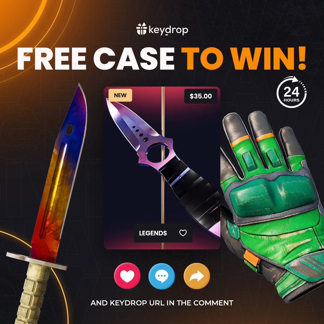 🏆 Ready to grab a FREE case? Just follow these steps 👇

❤️ Like last 3 posts
🤝 Follow us!
🔁 Retweet!

⏰ Wait 24 hours!
⚠️ Remember to add your keydrop profile url in the comments