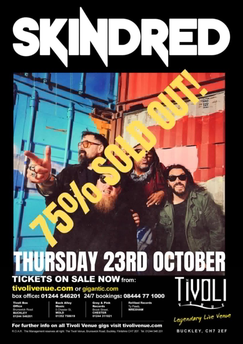 🔥🔥🔥🔥🔥🔥🔥 TICKET ⬇️

<a href="/Skindredmusic/">Skindred</a> - Thursday 23rd October 2025 

Over 75% of tickets sold in the first hour!!! Grab em quick, before they all go!!! 

gigantic.com/skindred-ticke…

NOTE: THIS WILL BE CAPPED AT 500!!!