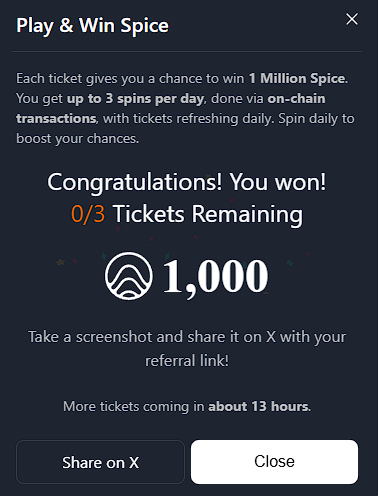 Maxon1202913356's tweet photo. I just won Spice in the @build_on_bob Fusion Lottery!

Join me in the Final Season and explore the Hybrid L2 ecosystem.

Here's my referral link https://t.co/2tGCU5RN6j https://t.co/5OvtpGHSE8