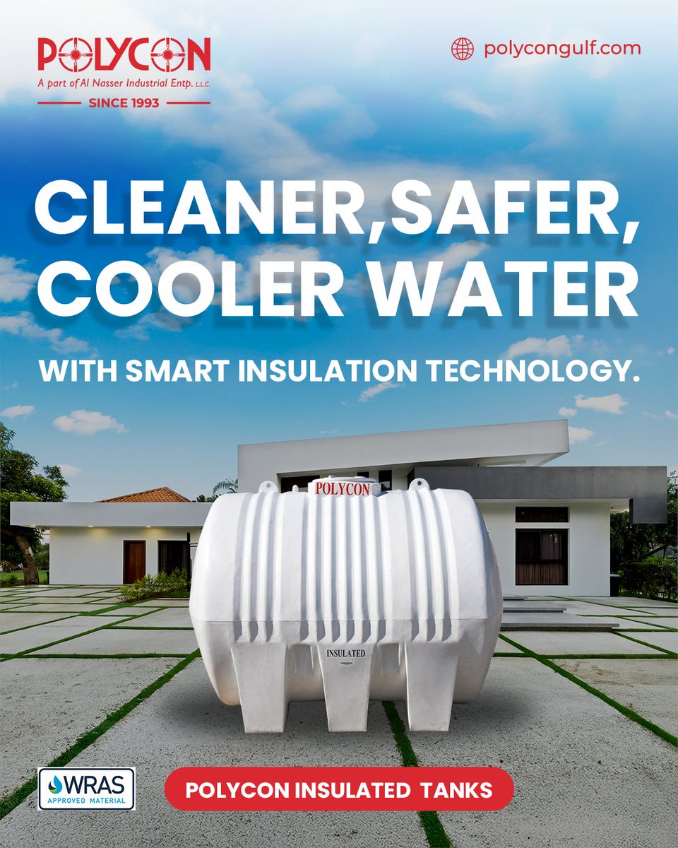 Polycongulfltd's tweet image. Polycon&apos;s insulated tanks are built to last in the Gulf&apos;s harsh climate. Experience freshness and performance with us. polycongulf.com/water-storage-…

#InsulatedTank #coolwater #SafeWaterSolutions #polycongulf