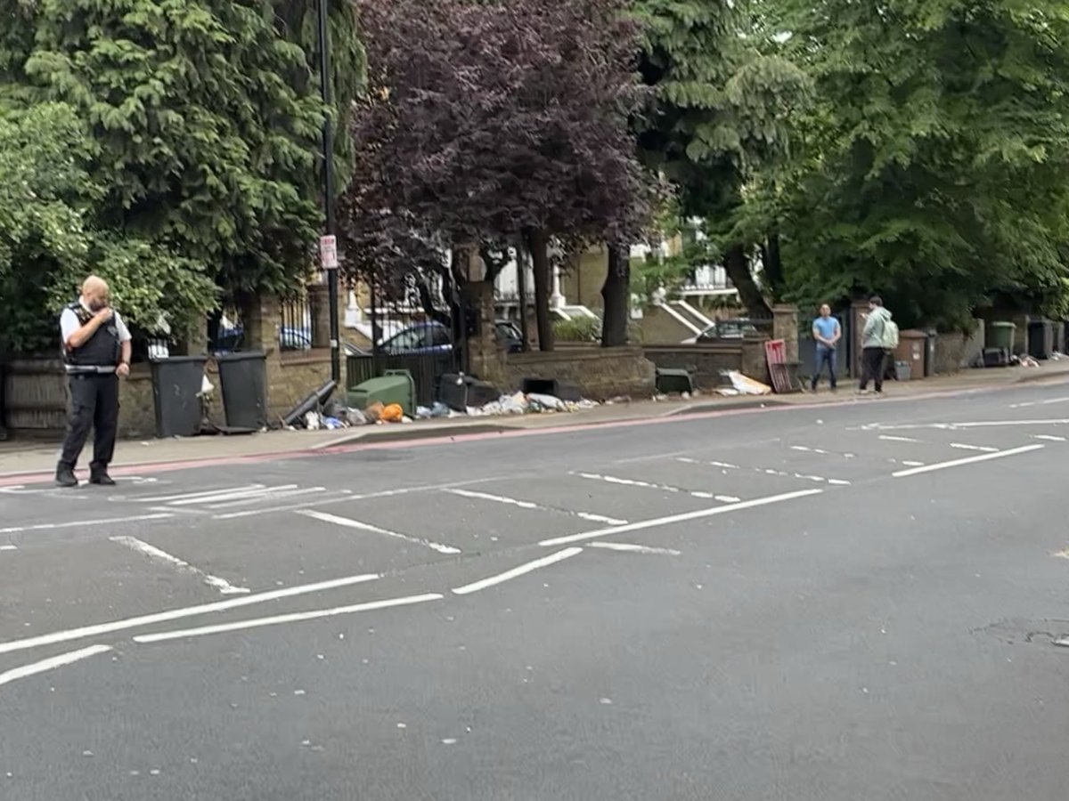 DulwichRoads's tweet image. Delays on the A205 due to a crash and total closure of the road near Forest Hill. Diversions are in place.
Vehicle removed but a damaged lamppost is about to fall and destruction left all along the pavement. This road has a 20mph limit.