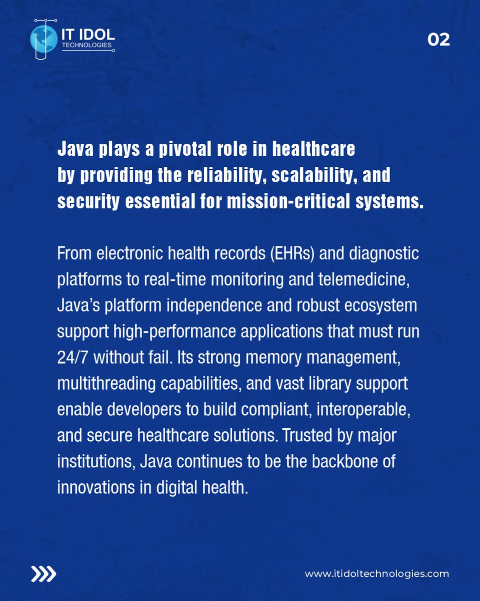 itidoltech's tweet image. 🏥💻 Java is the backbone of mission-critical healthcare systems from ICU monitors to hospital ERPs.
Its reliability keeps lives running.
#JavaInHealthcare #HealthTech #EnterpriseJava #MedTech #ITIDOLTechnologies