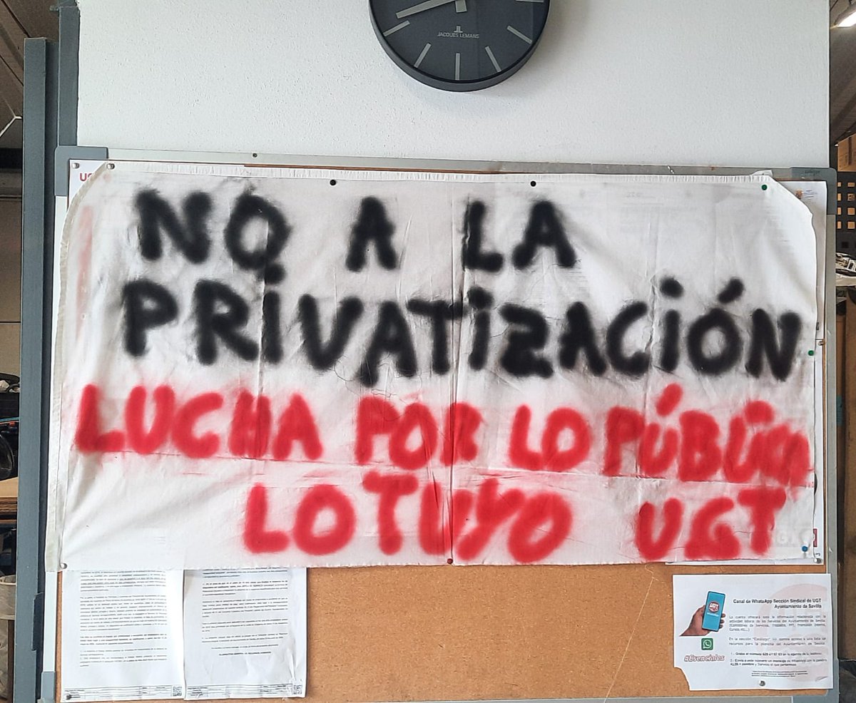#UGTinforma Nuestra Sección sigue en lucha en los centros de trabajo del <a href="/Ayto_Sevilla/">Ayuntamiento de Sevilla</a> , y dejamos clara nuestra posición: #NoALaPrivatización #Luchaporlotuyo