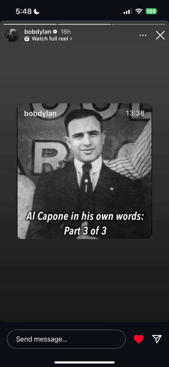 🚨bob dylan reposted all his al capone videos to his instagram story