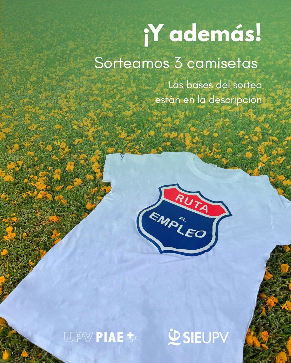 🎓 ¿Estudias un Grado en la UPV?
Este verano completa la Ruta al Empleo y llévate tu certificado 🏅
📅 Inscripción hasta el 30/06 y disponible hasta el 16/09
👕 Además, sorteo activo en @UPVSIE hasta el 13 de junio 🎁
👉 upv.es/contenidos/sie…