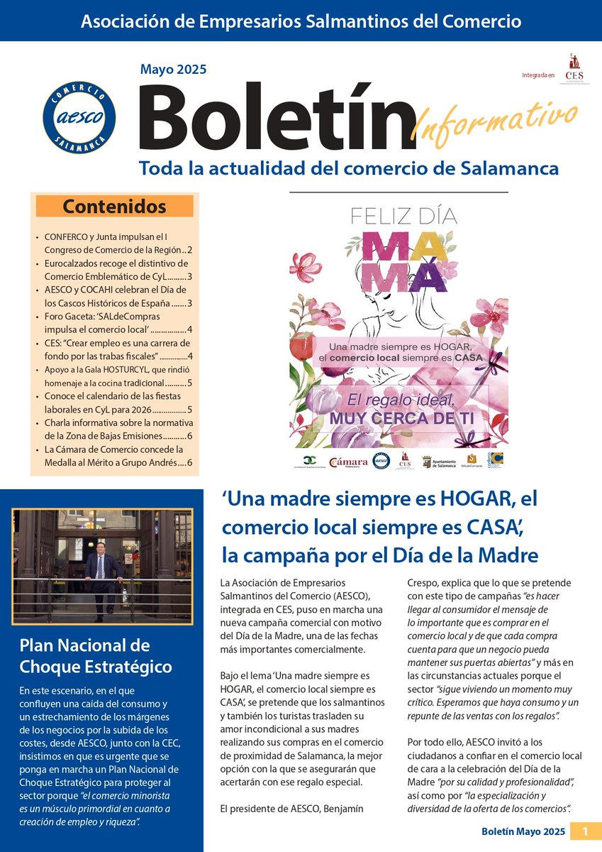 ❓¿Te has perdido las novedades del #Comercio 🛍️ en #Salamanca?

📢 ¡No pasa nada! Ya puedes leer el nuevo Boletín de AESCO 📰

🗞️ Noticias del sector
🤝 Actividades recientes
📊 Contenido de interés

📥 Léelo aquí: aesco.es/boletines/ 🙌