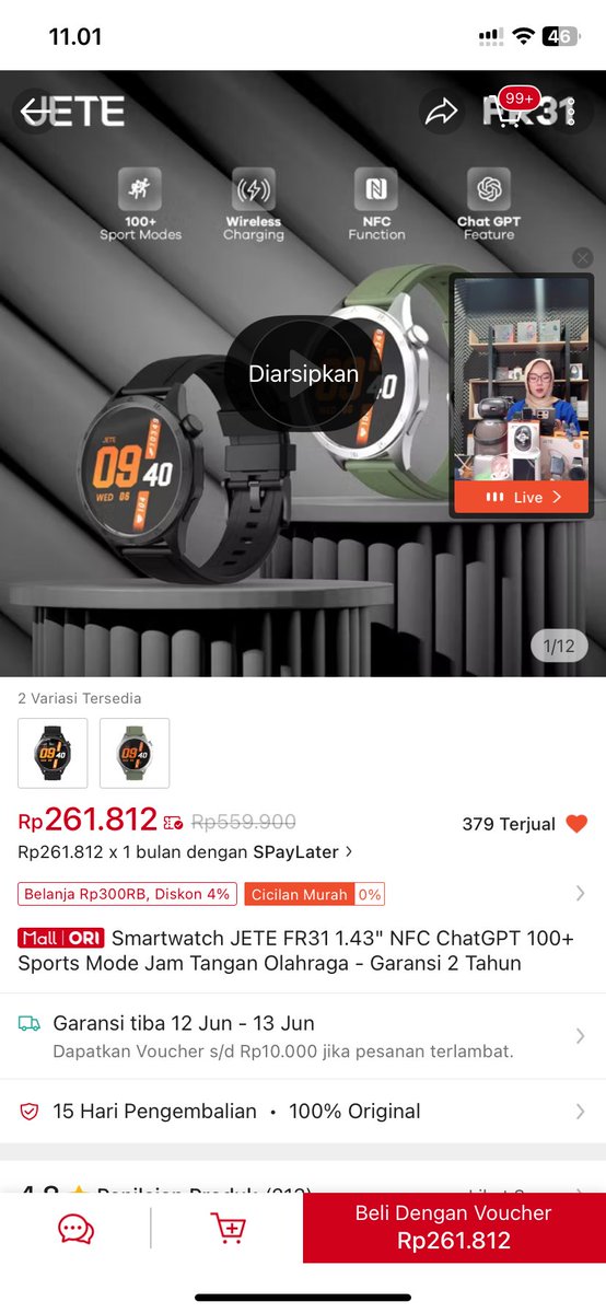 yeremiade's tweet photo. Wktu 6.6 gue CO smartwatch dari @jeteindonesia ya, smpe hari ini ga dikirim dan akhirnya baru blg klo brgnya kosong dan disuruh pembatalan. Untung gue baik ya orgnya, gt g ada konfirmasi klo brang kosong ato apa gt sblm org nunggu n bertanya. Klo ga nanya ga bkl konfirmasi keknya https://t.co/Pk70OmYOSH