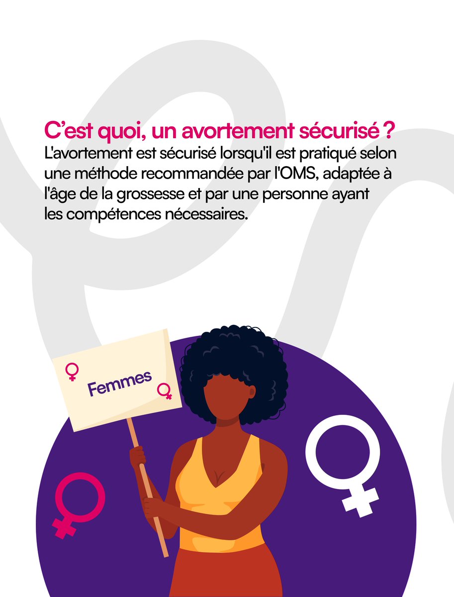 CentreOdas's tweet photo. Pourquoi l'avortement SÉCURISÉ est vital❓❓❓ 

Un avortement est sécurisé lorsqu'il est pratiqué selon une méthode recommandée par l'OMS, adaptée à l'âge de la grossesse et par une personne ayant les compétences nécessaires.

À l’inverse, un avortement non sécurisé met en danger ⚠️ la vie des femmes.

L’avortement sécurisé est un soin de santé essentiel et un droit fondamental car, il sauve des vies et garantit la dignité et l’autonomie des femmes et des filles.

Brisons le silence et osons parler et défendre l'accès à l'avortement sécurisé dans notre région #AfriqueFrancophone✊

Quelques ressources utiles  -  https://t.co/UwzB72ZMYV
- https://t.co/Km4gyImNBh
- https://t.co/kPc7a4ZUCT #MouvementODAS #DroitsDesFemmes #LibertéDeChoix #AvortementSécurisé