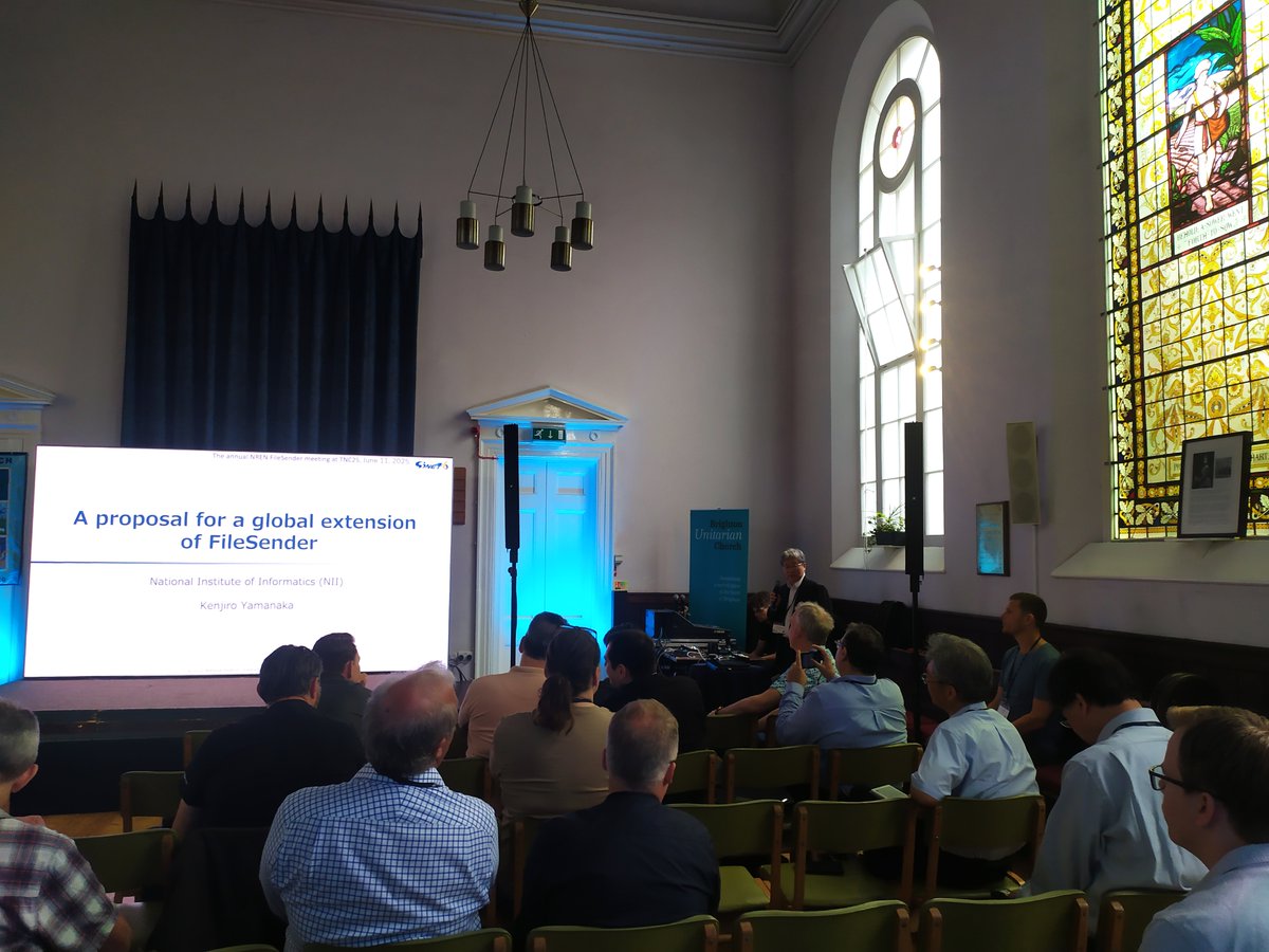 filesender's tweet image. Today&apos;s morning #FileSender meeting at #TNC25:
🤓 43 persons;
🎯 updates from the Board;
💡 very interesting presentation from Kenjiro Yamanaka (National Institute of Informatics, Japan);
👍 a lot of productive discussions!
@AARNet @CSCfi @ReteGARR @HEAnet @Rede_RNP