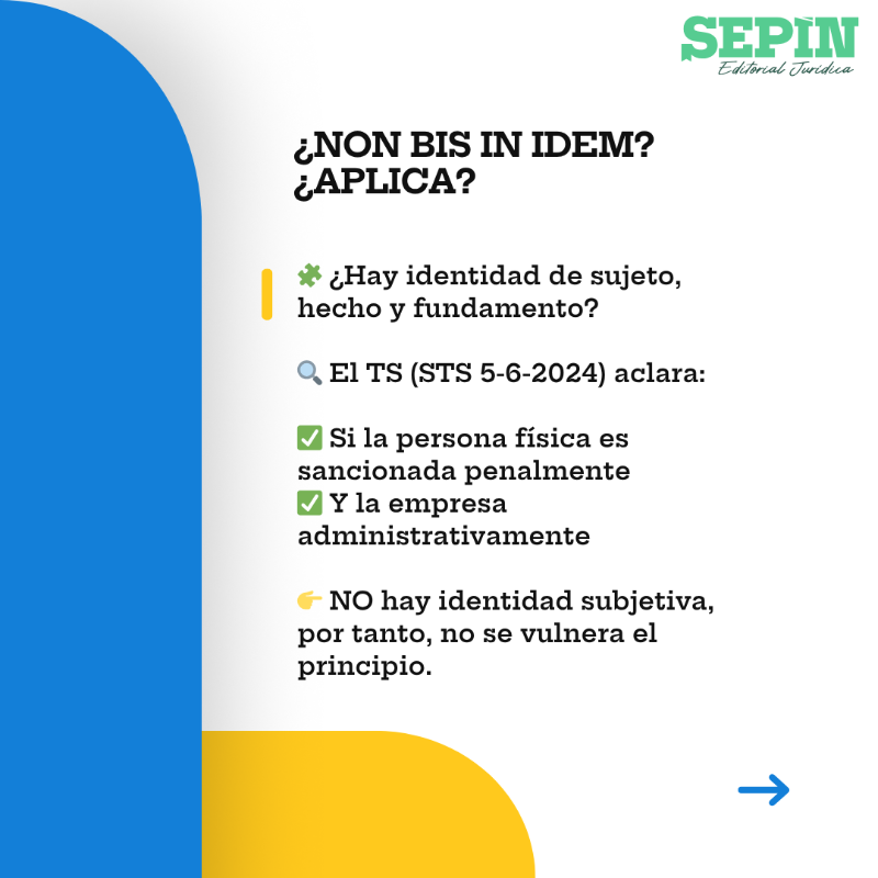 SepinEditorial's tweet photo. 🚨 ¿Trabajadores sin alta ni permiso?
¿Te enfrentas a un procedimiento penal y una sanción administrativa?

👉 ¿Puedes alegar non bis in idem?
👉 ¿Te conviene alegar o esperar?

🎯 Te lo explico paso a paso en este carrusel:
✅ Caso real
✅ Qué dice el Supremo (STS 5-6-2024)