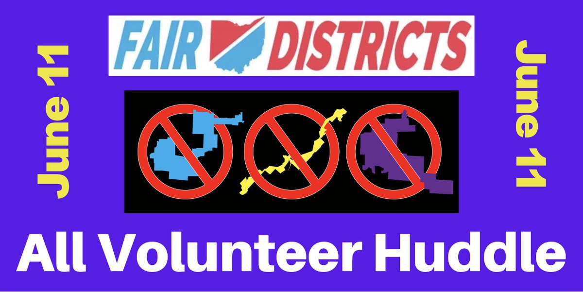 OhFairDistricts's tweet image. Join us for the June Fair Districts All Volunteer Huddle, TONIGHT - Weds, June 11, at 6pm.
We will be joined by Kate Donovan, the director of the Redistricting Data Hub
Also attacks on Direct Democracy in the budget and in Senate Bill 153
RSVP here:
bit.ly/FairDistrictsO…
