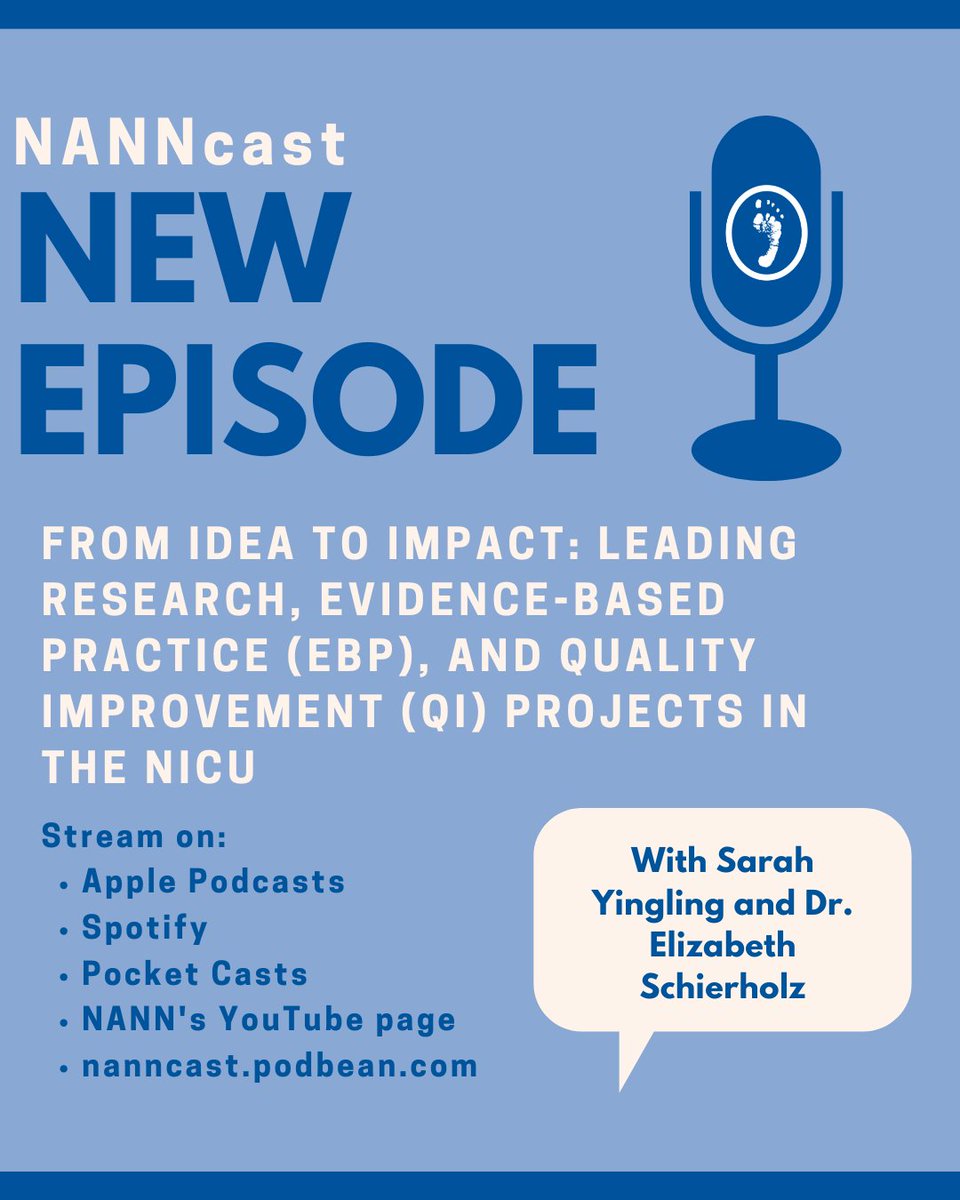 NANN (@neonatalnurses) on Twitter photo Listen to the latest NANNcast episode now!
In this episode, Sarah Yingling and Dr. Elizabeth Schierholz break down how nurses and APRNs can bring research, evidence-based practice, and quality improvement to life in the NICU.
Listen now at bit.ly/4kE9HRX! Listen to the latest NANNcast episode now!
In this episode, Sarah Yingling and Dr. Elizabeth Schierholz break down how nurses and APRNs can bring research, evidence-based practice, and quality improvement to life in the NICU.
Listen now at bit.ly/4kE9HRX!