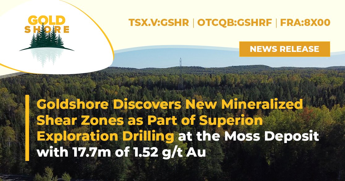 “Additional drilling to the west of the Superion discovery continues to deliver new mineralized shear zones on the northern side of the QES Zone within or near the conceptual open pit” - Michael Henrichsen, CEO of Goldshore.

Read the full News Release: ow.ly/8HbS50W7tj3