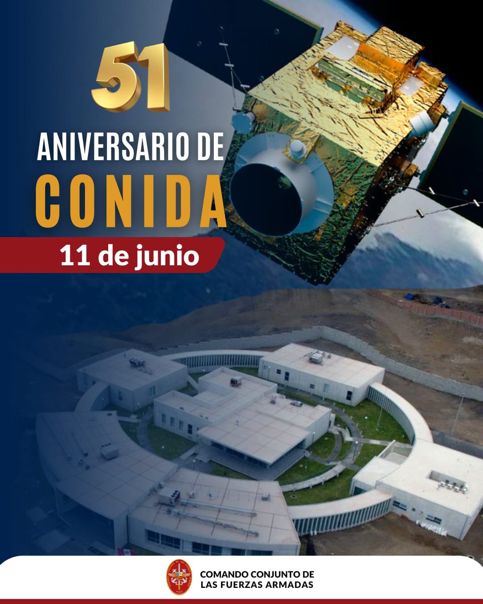 Saludamos a la Comisión Nacional de Investigación y Desarrollo Aeroespacial por su 51º aniversario, reconociendo su valiosa labor en la promoción, investigación y difusión de la ciencia y tecnología espacial; importante aporte al desarrollo socioeconómico y seguridad de la nación