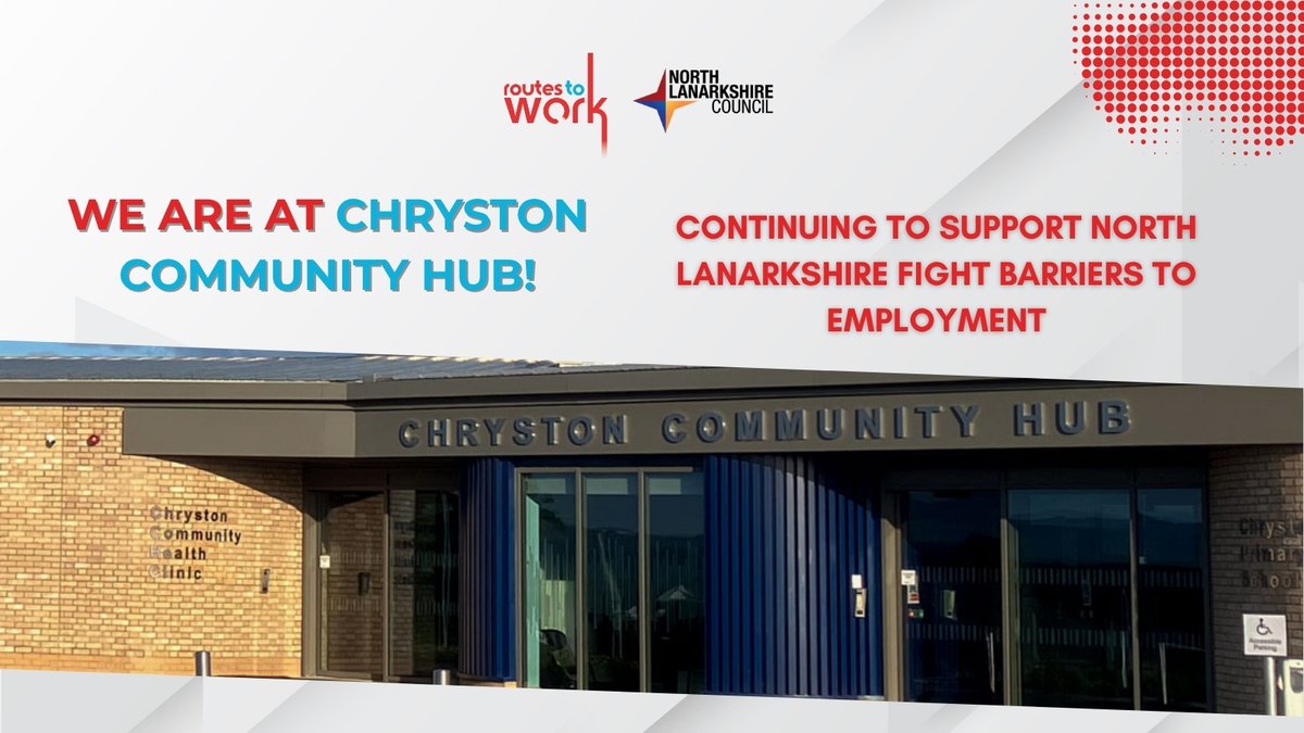 Routes to Work (@routestowork) on Twitter photo Routes to Work, with the North Lanarkshire Tackling Poverty Team are at the Chryston Community Hub from now until June 24th!
We are continuing to support North Lanarkshire residents facing challenges in finding employment by providing career advice and training.
<a href="/nlcpeople/">NorthLanCouncil</a> Routes to Work, with the North Lanarkshire Tackling Poverty Team are at the Chryston Community Hub from now until June 24th!
We are continuing to support North Lanarkshire residents facing challenges in finding employment by providing career advice and training.
<a href="/nlcpeople/">NorthLanCouncil</a>