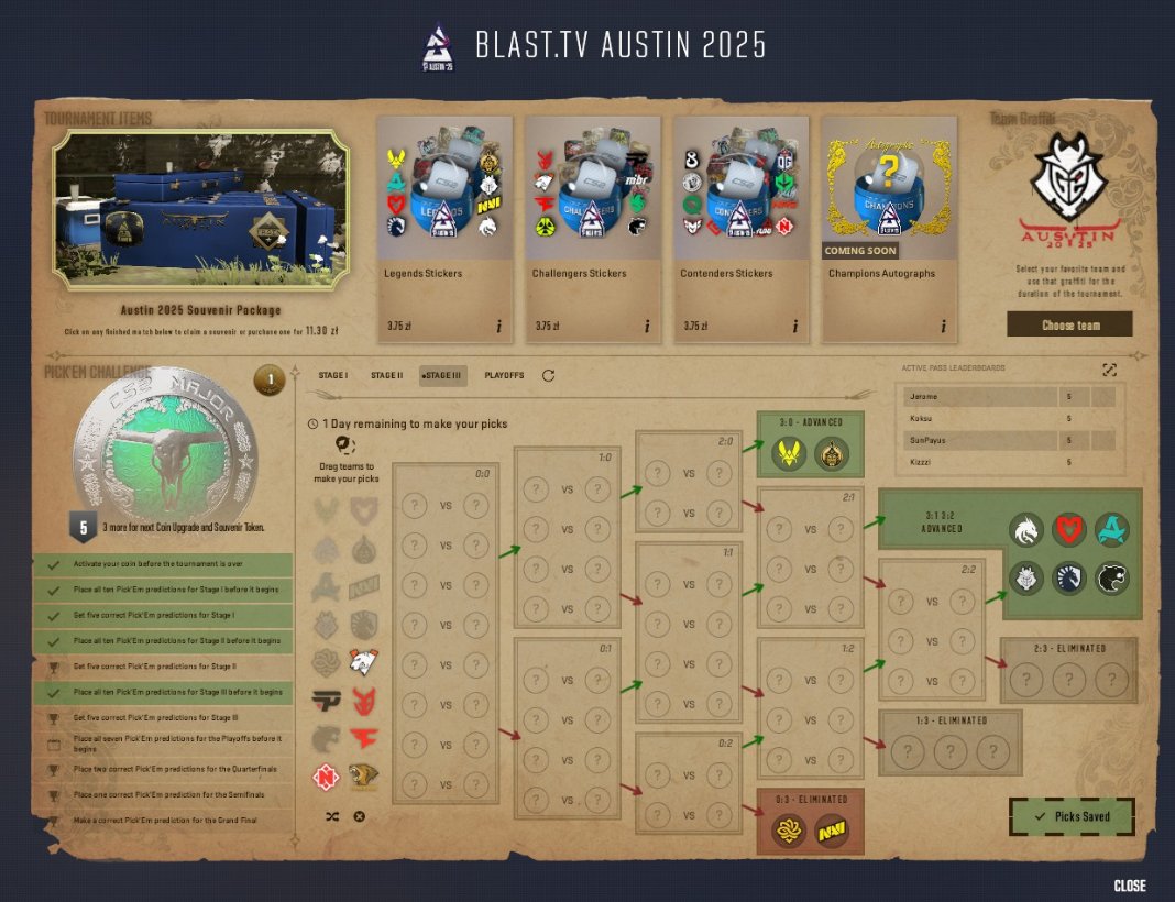 Austin Major stage 3 pickem :)