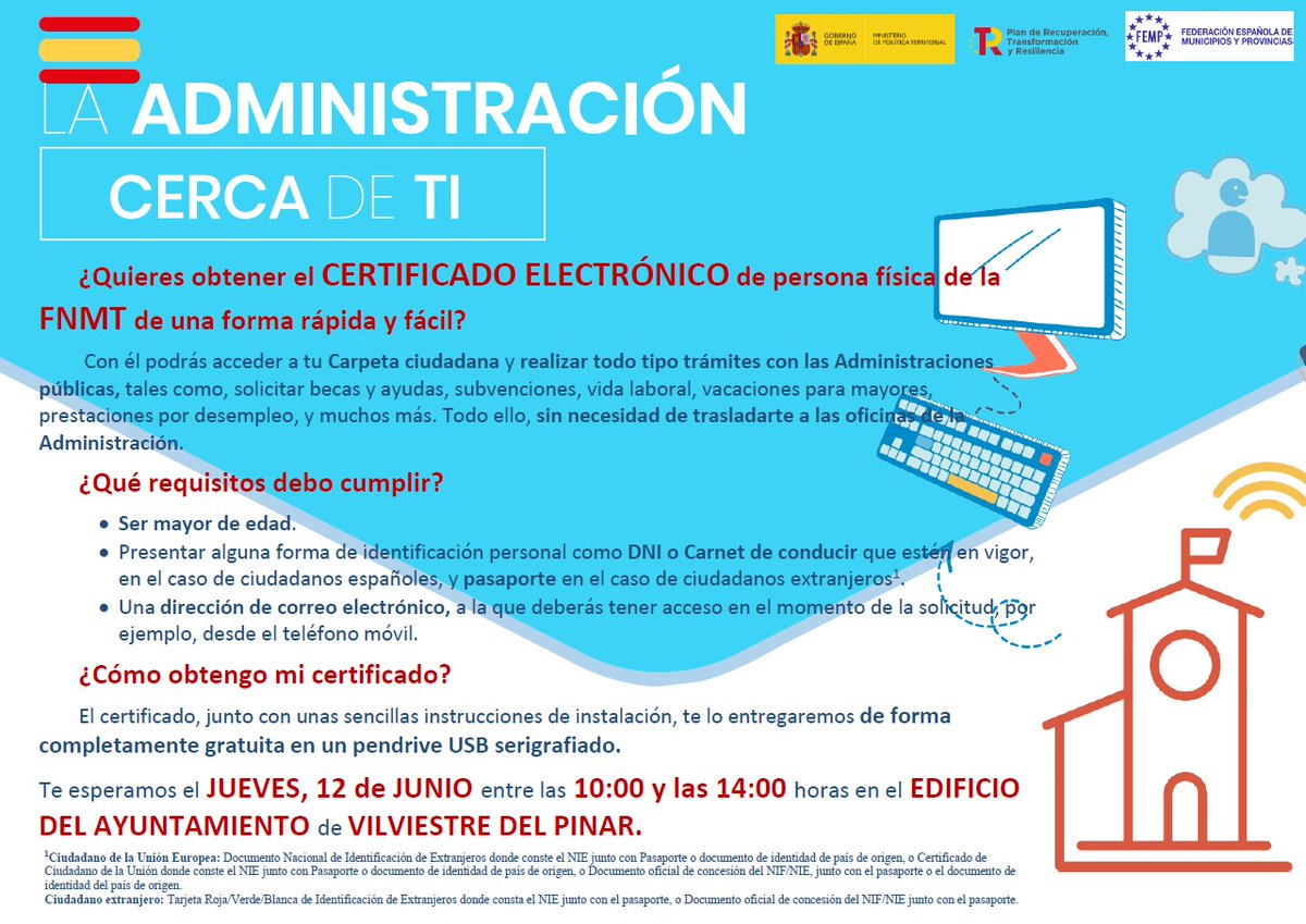 Subdelegación del Gobierno en Burgos (@burgos_gob) on Twitter photo 📍Mañana jueves 'La Administración Cerca de Ti' estará en #VilviestredelPinar
✅Entre las 10 🕙y las 14 🕑 horas en el Ayuntamiento, personal de <a href="/Burgos_Gob/">Subdelegación del Gobierno en Burgos</a> se desplazará para ayudar a sus vecinos en la obtención del certificado digital 📍Mañana jueves 'La Administración Cerca de Ti' estará en #VilviestredelPinar
✅Entre las 10 🕙y las 14 🕑 horas en el Ayuntamiento, personal de <a href="/Burgos_Gob/">Subdelegación del Gobierno en Burgos</a> se desplazará para ayudar a sus vecinos en la obtención del certificado digital