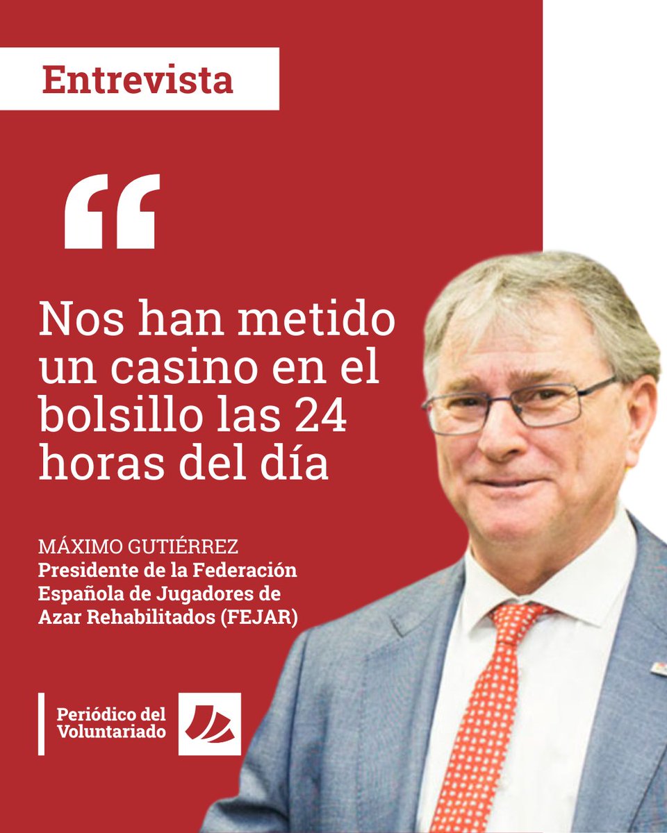 Periódico del Voluntariado (@pdvdiariosocial) on Twitter photo 🎙️ Charlamos con Máximo Gutiérrez, presidente de <a href="/fejarfederacion/">Fejar Federación</a>, sobre la proliferación de las casas de apuestas en barrios vulnerables, el juego online o la promoción publicitaria de estas prácticas.
🔎 Lee la entrevista completa: elperiodicodelvoluntariado.com/casino-en-el-b…
✍️ <a href="/tanetMA/">Cayetano Manchón</a> 🎙️ Charlamos con Máximo Gutiérrez, presidente de <a href="/fejarfederacion/">Fejar Federación</a>, sobre la proliferación de las casas de apuestas en barrios vulnerables, el juego online o la promoción publicitaria de estas prácticas.
🔎 Lee la entrevista completa: elperiodicodelvoluntariado.com/casino-en-el-b…
✍️ <a href="/tanetMA/">Cayetano Manchón</a>