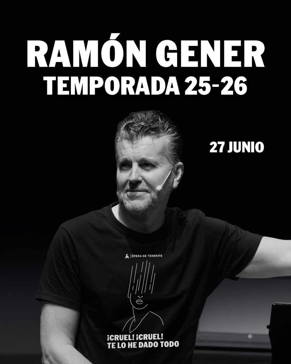 Auditorio de Tenerife (@auditoriotfe) on Twitter photo 🖤 En dos semanas <a href="/ramongener/">Ramon Gener</a> vuelve por tercera temporada consecutiva para guiarnos, con su estilo inconfundible, por todos los títulos que integran la nueva temporada de Ópera de Tenerife.
🎟️ Tus entradas te esperan en cutt.ly/PrzLgRL3 🖤 En dos semanas <a href="/ramongener/">Ramon Gener</a> vuelve por tercera temporada consecutiva para guiarnos, con su estilo inconfundible, por todos los títulos que integran la nueva temporada de Ópera de Tenerife.
🎟️ Tus entradas te esperan en cutt.ly/PrzLgRL3
