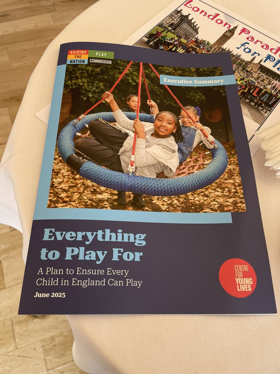 Alan Herron (@playboardceo) on Twitter photo After a year-long inquiry into how play can be restored to every child, Raising the Nation Play Commission is launching its final report: Everything to Play For.
It calls for a National Play Strategy. Read it here: cfyl.org.uk/report/Everyth…
#EverythingtoPlayFor
<a href="/CfYoungLives/">Centre for Young Lives</a> After a year-long inquiry into how play can be restored to every child, Raising the Nation Play Commission is launching its final report: Everything to Play For.
It calls for a National Play Strategy. Read it here: cfyl.org.uk/report/Everyth…
#EverythingtoPlayFor
<a href="/CfYoungLives/">Centre for Young Lives</a>