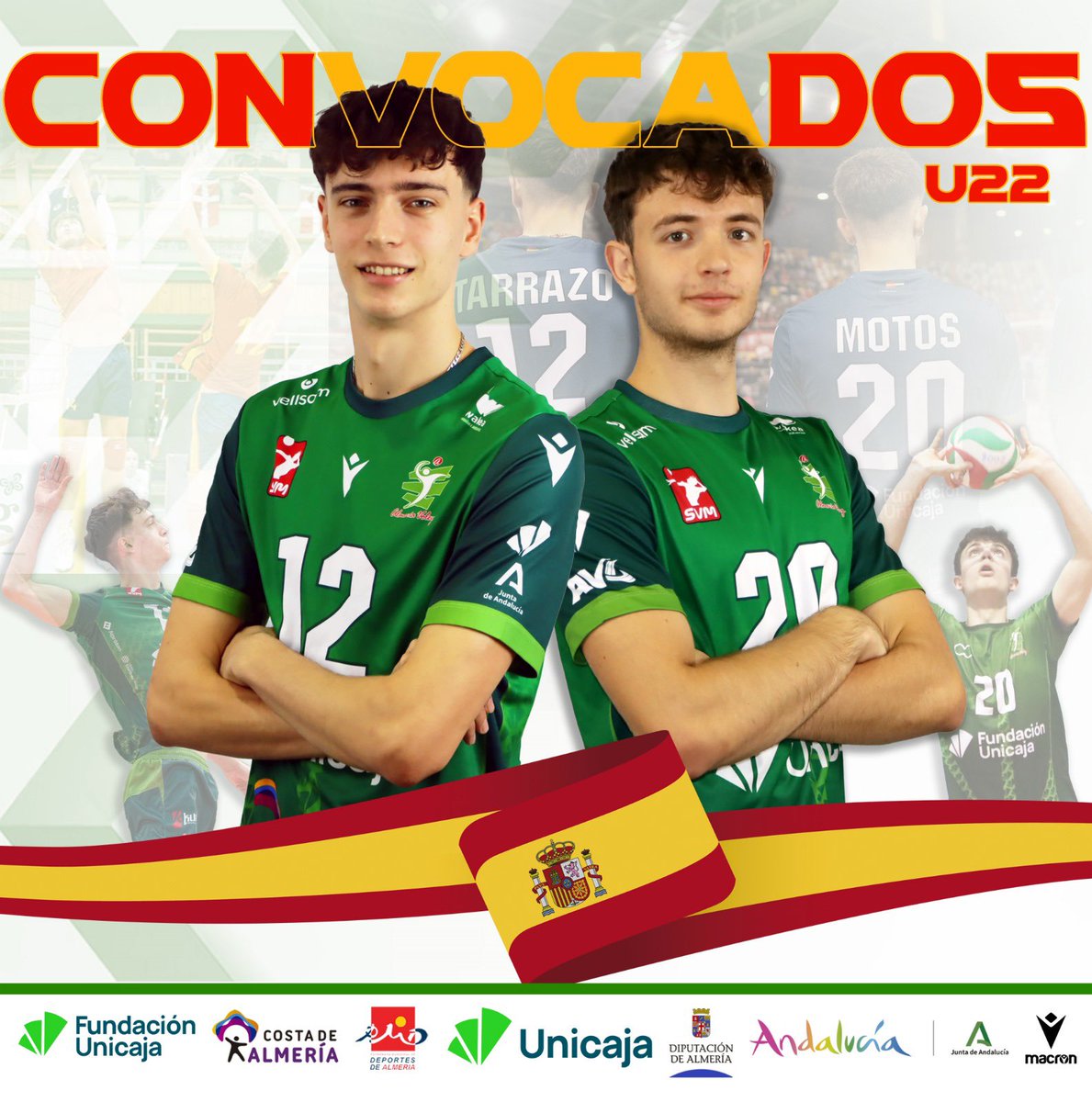 🚨 Estos son nuestros guerreros ⚔ convocados para representar a España u22 🇪🇸 en el próximo preeuropeo
#Eurovolley 🇪🇺‼️

Aleix Tarrazo 🤜🏻🤛🏻 Jaime Motos

Los Mini RedLynxes 🦊 convocados por Carlos Carreño, los darán todo este verano! 💪🏻

💚 #VamosVerdes!
🏐 #SomosVoleibol