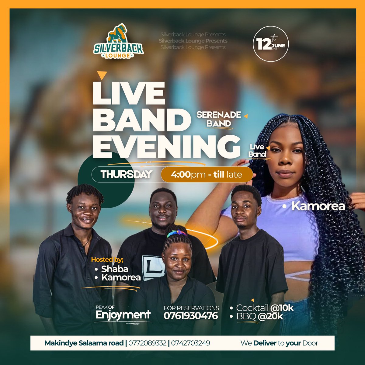 Silverback Lounge (@silverbackug) on Twitter photo 🎶 Don’t Miss the Live Band This Thursday! 🎤
Feel the rhythm, enjoy the vibe, only at Silverback Lounge — where the music comes alive! 🎸🔥 <a href="/ChaapaLeague/">Chaapa League</a> <a href="/Omusirima/">cyberghost</a> <a href="/hmwesigye/">mwesigye henry</a> <a href="/dj_hakuna/">Häkûñá ™️ áñûʞäH</a> 🎶 Don’t Miss the Live Band This Thursday! 🎤
Feel the rhythm, enjoy the vibe, only at Silverback Lounge — where the music comes alive! 🎸🔥 <a href="/ChaapaLeague/">Chaapa League</a> <a href="/Omusirima/">cyberghost</a> <a href="/hmwesigye/">mwesigye henry</a> <a href="/dj_hakuna/">Häkûñá ™️ áñûʞäH</a>