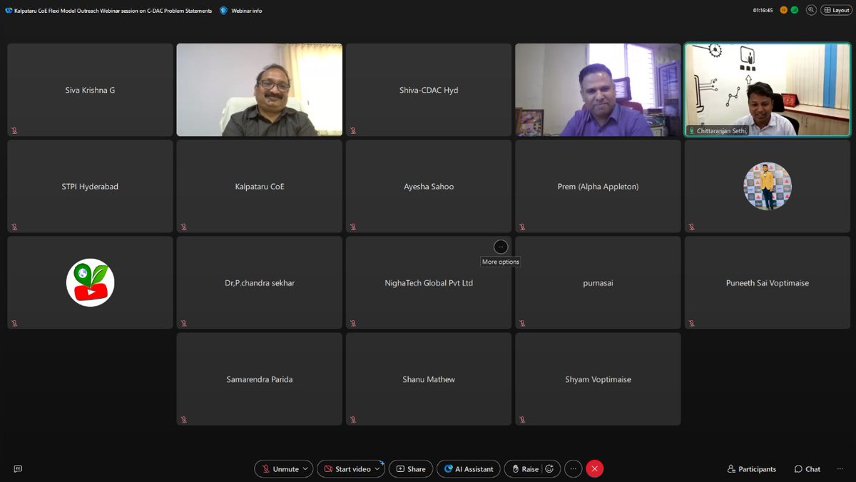 During the outreach webinar of Flexi Model, the <a href="/cdachydofficial/">C-DAC Hyderabad</a> team explained the insights of the problem statements provided to #STPI_KALPATARU CoE on #Industry4.0 for developing solutions. <a href="/arvindtw/">Arvind Kumar</a> @Gupta_sanjay <a href="/KavithaC8/">Kavitha C</a> <a href="/stpiindia/">STPI</a> <a href="/stpinext/">STPINEXT</a> #STPIINDIA #STPINEXT #STPICoEs