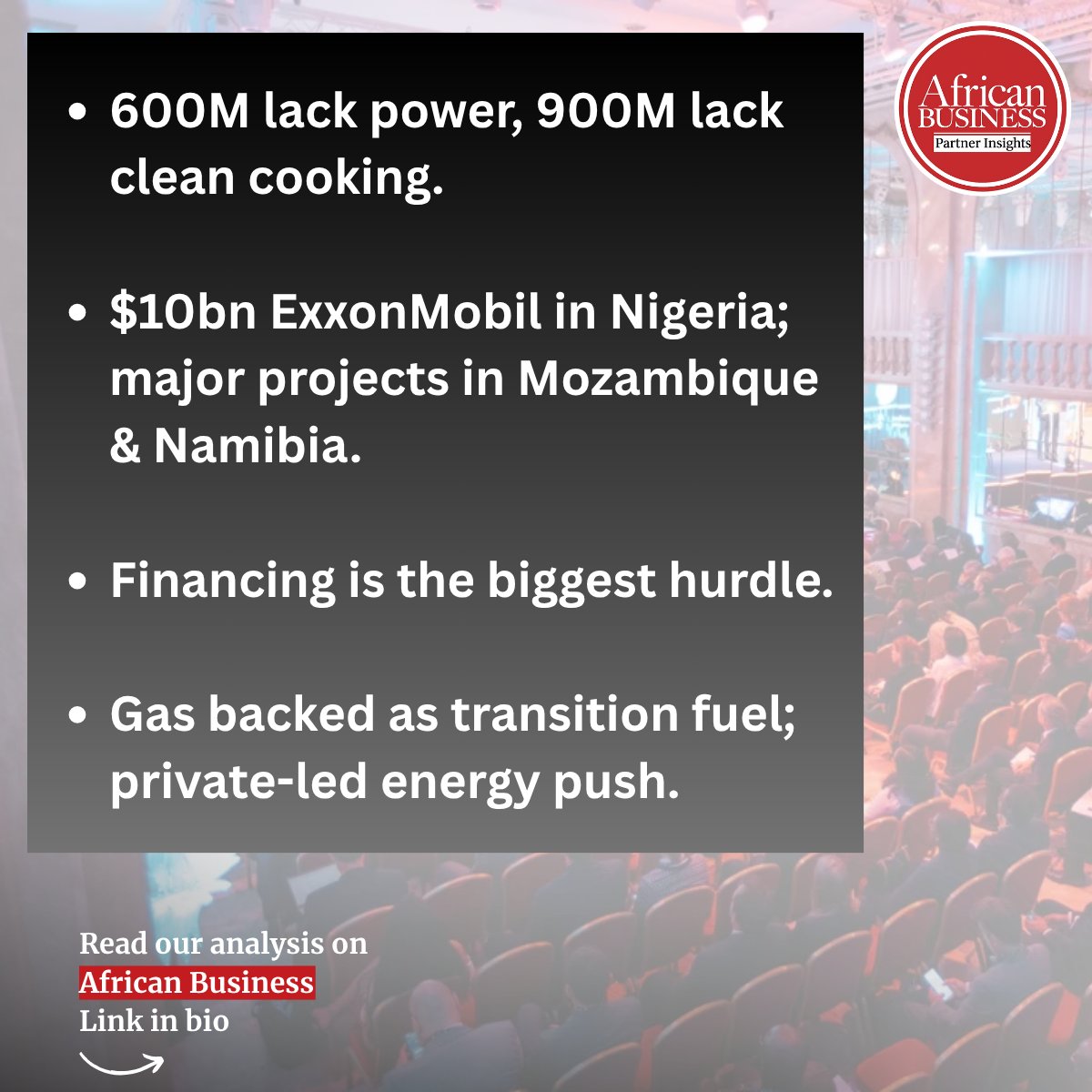 AB Partner Insights (@insights_ab) on Twitter photo 📊 600m without electricity
🔥 900m without clean cooking
💵 $10bn+ projects in Nigeria, Mozambique, Congo
The Africa-Paris Declaration calls for inclusive, investment-ready energy systems.
african.business/2025/06/energy…
<a href="/TotalEnergies/">TotalEnergies</a>
<a href="/AfricanBizMag/">African Business</a>
#EnergyAccess #AfricaDevelopment 📊 600m without electricity
🔥 900m without clean cooking
💵 $10bn+ projects in Nigeria, Mozambique, Congo
The Africa-Paris Declaration calls for inclusive, investment-ready energy systems.
african.business/2025/06/energy…
<a href="/TotalEnergies/">TotalEnergies</a>
<a href="/AfricanBizMag/">African Business</a>
#EnergyAccess #AfricaDevelopment