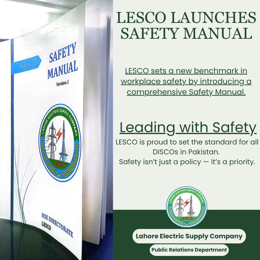 LAHORE ELECTRIC SUPPLY COMPANY ( LESCO) (@lescoofficial) on Twitter photo Safety isn't just a policy | it's a priority.
#Lesco #saveelectricity #Safety #SafetyFirst #electricity #saveelectricity #awaisleghari #secretarypower
<a href="/GovtofPakistan/">Government of Pakistan</a>
<a href="/PakPMO/">Prime Minister's Office</a>
<a href="/MaryamNSharif/">Maryam Nawaz Sharif</a>
<a href="/AwaisLeghari/">Awais Ahmed Leghari</a>
<a href="/Rashidlangrial/">Rashid Langrial</a>
<a href="/MoWP15/">MOE- Power Division, Government of Pakistan</a> Safety isn't just a policy | it's a priority.
#Lesco #saveelectricity #Safety #SafetyFirst #electricity #saveelectricity #awaisleghari #secretarypower
<a href="/GovtofPakistan/">Government of Pakistan</a>
<a href="/PakPMO/">Prime Minister's Office</a>
<a href="/MaryamNSharif/">Maryam Nawaz Sharif</a>
<a href="/AwaisLeghari/">Awais Ahmed Leghari</a>
<a href="/Rashidlangrial/">Rashid Langrial</a>
<a href="/MoWP15/">MOE- Power Division, Government of Pakistan</a>