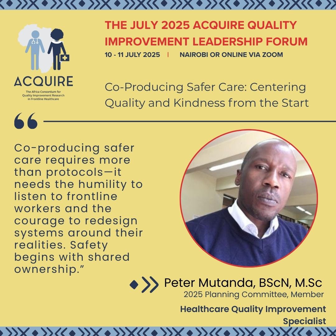 💡 Behind every great forum is a team of visionary leaders.
Meet <a href="/PeterMUTANDA/">Peter Mutanda</a>, part of the 2025 QI Leadership Forum planning committee. Register now -  qiforum.acquirefrontline.org
#QIForum2025 #QualityImprovement #PatientSafety #HealthcareLeadership #ACQUIREHealth #QIinAfrica