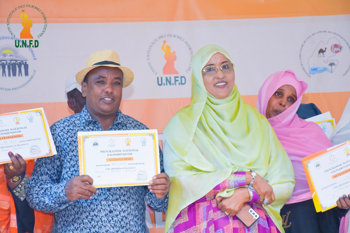 Clôture du Programme National d’Alphabétisation – Session 2024-2025

📍 Lieu : UNFD
📅 Date : 3 juin 2025

Le mardi 3 juin 2025, l’Union Nationale des Femmes Djiboutiennes (UNFD) a organisé, dans l’enceinte de son siège, la cérémonie de clôture officielle du Programme National