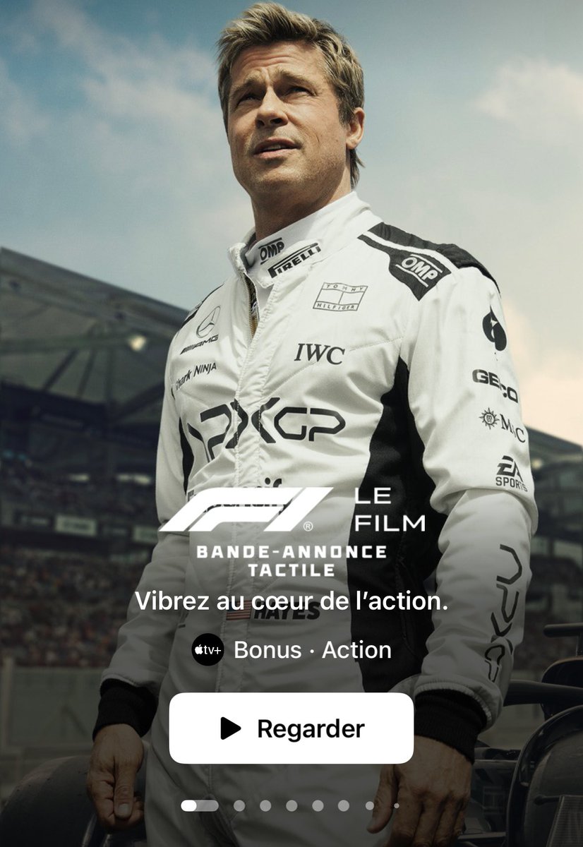 ✨ 🏎️ Apple TV+ : Le film F1 avec Brad Pitt fait vibrer littéralement votre iPhone ! 

Pour promouvoir le film F1, Apple lance une bande-annonce haptique inédite via l'app Apple TV sur iPhone.

En touchant la bande-annonce, ressentez des vibrations synchronisées avec l'action