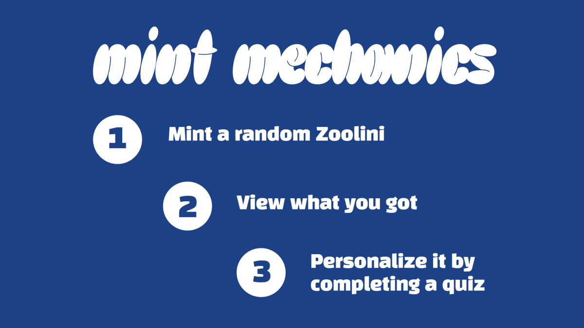 ZM animals! 1 week until mint on <a href="/base/">Base</a>  

Here's all you need to know 

🤑 Price
WL = 0.01 ETH 
General = 0.02 ETH

⏰ Timing on 18 June
WL = 10am UTC
General =12:30 UTC 

🗺️ Mechanics
1. Mint your onchain spirit animal
2. See your NFT
3. Personalize it