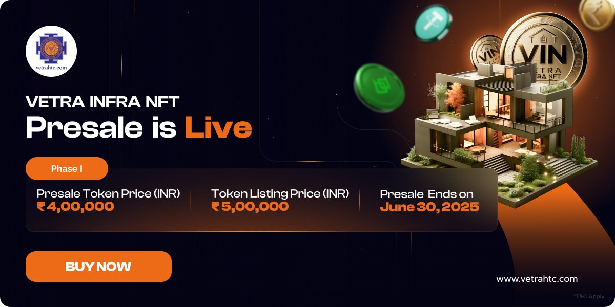 vetrahtc's tweet photo. Vetra Infra NFT (VIN) Presale is LIVE!
Backed by infrastructure. Powered by AI.
✅ 1% monthly staking rewards
📈 Limited supply. Ends June 30, 2025.
📖 Read full details:
🔗 https://t.co/wW2AxPKHqk
#VetraHTC #VINtoken #NFTPresale #CryptoNews #StakingRewards #Web3 #RealEstate https://t.co/vW282VyxfE