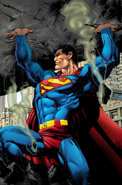 SupesBatsy's tweet image. Potato quality aside, I do find it puzzling how one would choose to show Superman lifting a building like the still from the movie instead of like the image on the right 

It's such a poor visual showcase of his powers, makes the scene just pointlessly bland and uninspired.