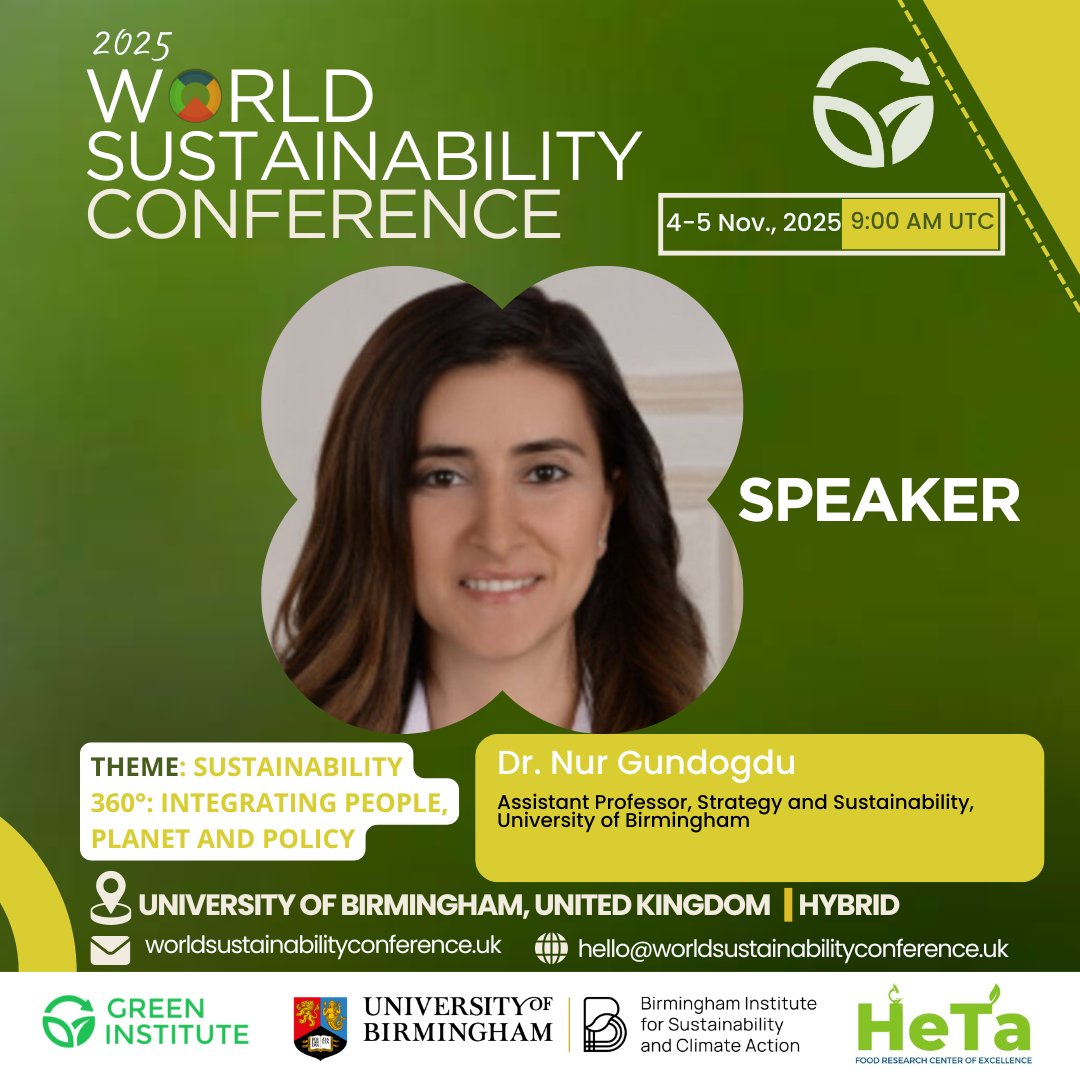 theGreenHQ's tweet image. Innovation. Strategy. Climate alignment.
Dr. Nur Gundogdu helps us connect the dots at #WSC2025.
Submit now: bit.ly/411oQUU 
#CallForAbstract #Conference2025

@BangorUni @edgehill @TrentUni @UniofHerts @AberUni @uniwestminster