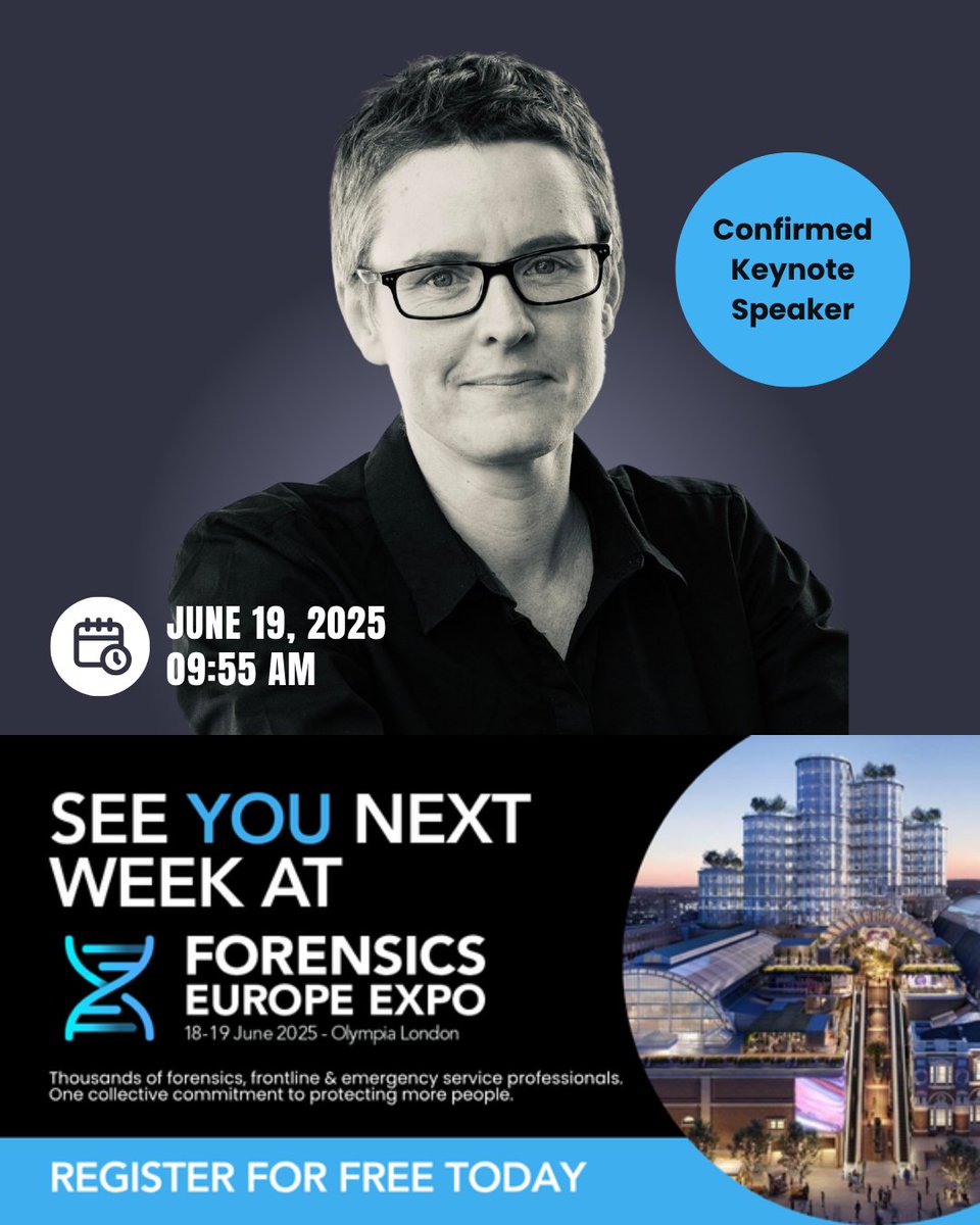📷 Join Jo Millington at Olympia London where she’ll be presenting the Keynote on Thursday, 19th June at 09:55AM.

📷 Register now for free tickets and get access to two days of education, live demos, and cross-sector collaboration: forms.reg.buzz/forensics-eu-e…