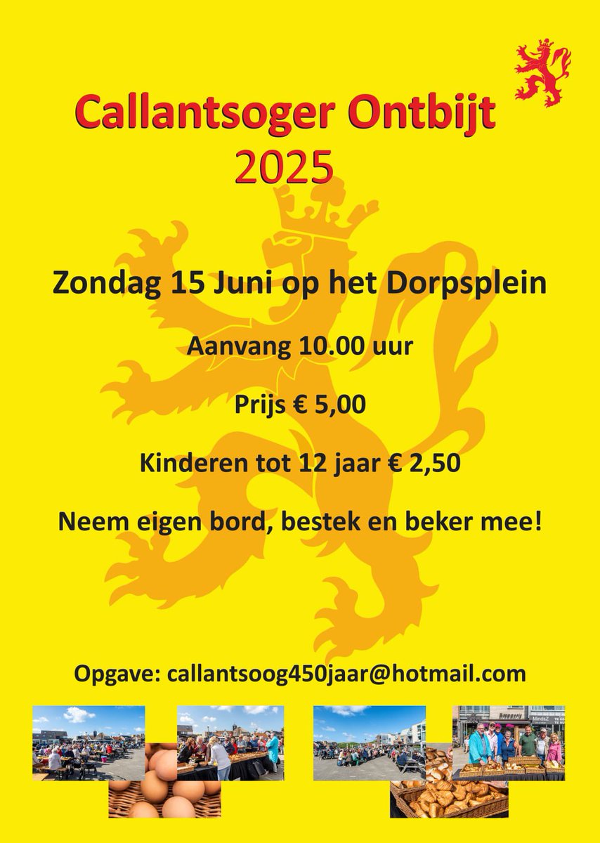 Voor de Callantsogers ver weg. Aanstaande zondag. Feestje op het plein. #Callantsoog #Ontbijt.